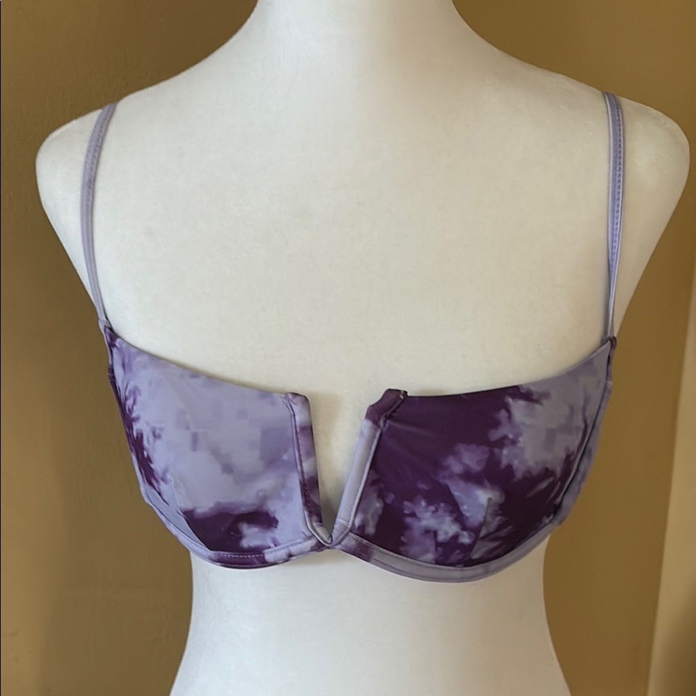ROMWE Purple Floral Bikini top